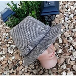 McGregor Vintage 1980s Wool Blend Tweed Fedora Hat Size M 7-71/8